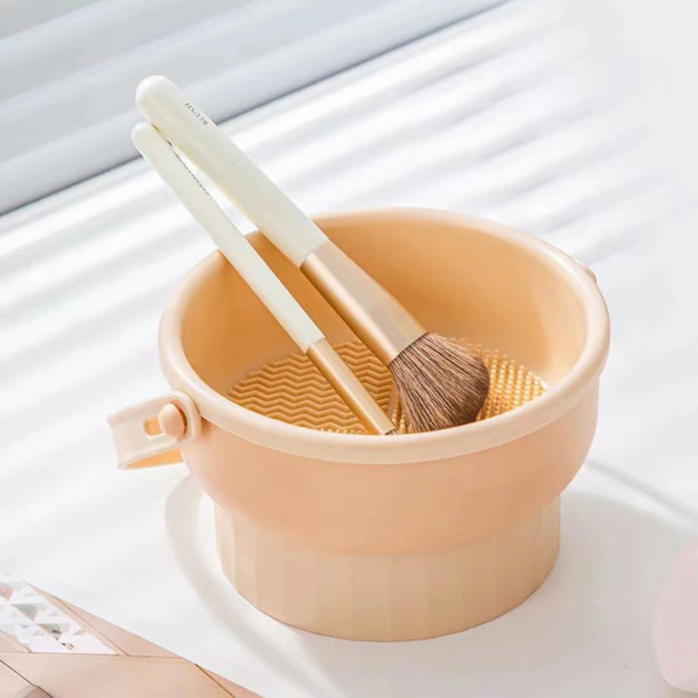 Makeup Brush Cleaning Bowl Beauty Egg Cleaning Tool Storage Set Brush Powder Puff Dry Cleaning Silicone Drying Shelf