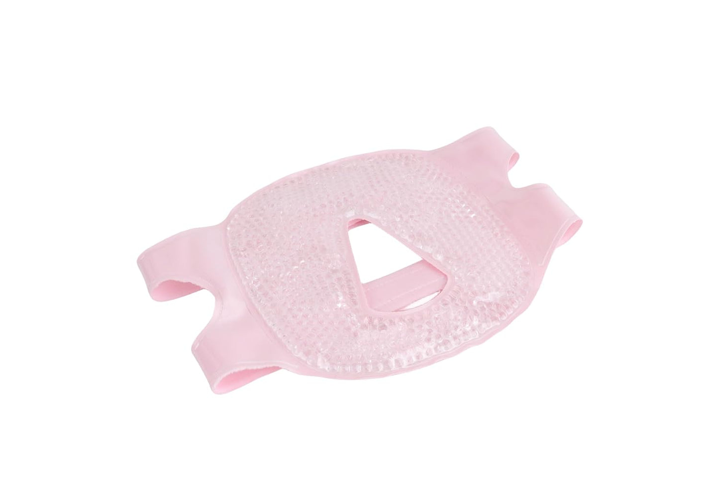 Hot and Cold Therapy Gel Bead Full Facial Mask by  Care | Ice Face Mask for Migraine Headache, Stress Relief | Reduces Eye Puffiness, Dark Circles | Fabric Back (Full Face W/O Eye Holes Pink)