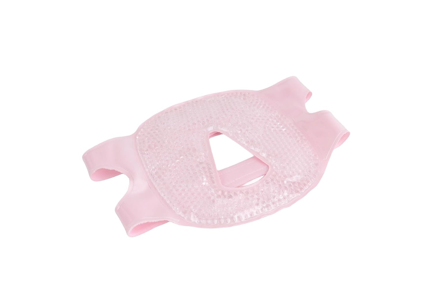 Hot and Cold Therapy Gel Bead Full Facial Mask by  Care | Ice Face Mask for Migraine Headache, Stress Relief | Reduces Eye Puffiness, Dark Circles | Fabric Back (Full Face W/O Eye Holes Pink)